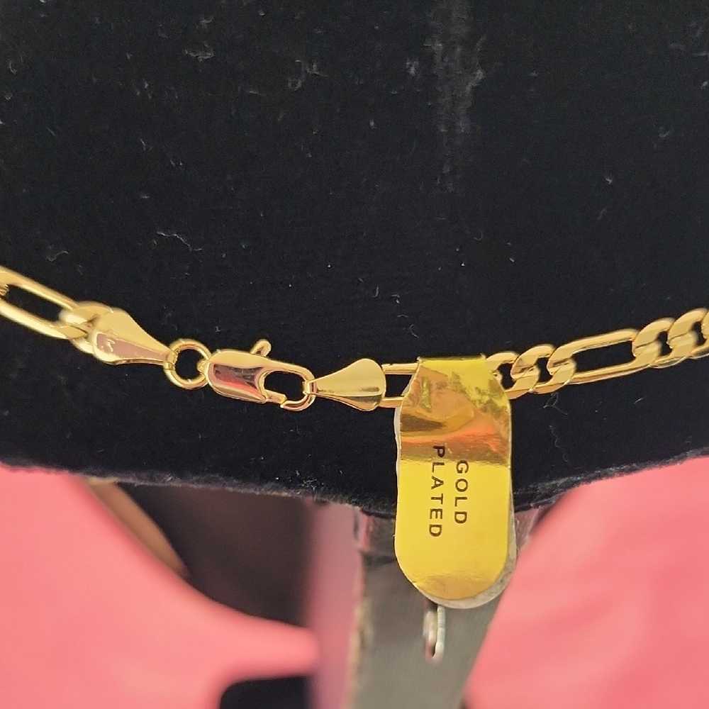 Gold Plated Figaro Chain Necklace 20" Vintage Made in Korea Unisex - Picture 7 of 7